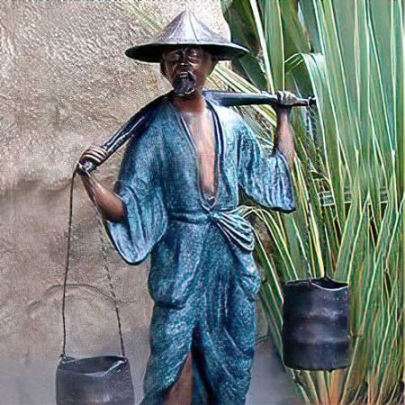 Bronze Ancient Chinese Water Bearer in Blue : Escar UK Bronze