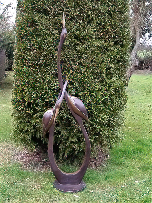 Hollow Cast Bronze Art : Entwined Herons Art Birds Sculpture