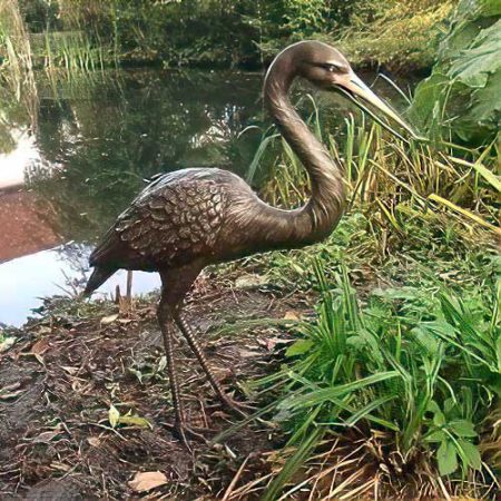 Bronze Bird Heron Life Study : Escar UK Bronze