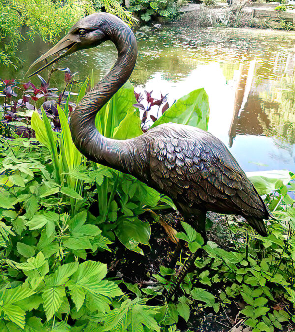 Hollow Cast Bronze Bird : Heron : Life Study-2