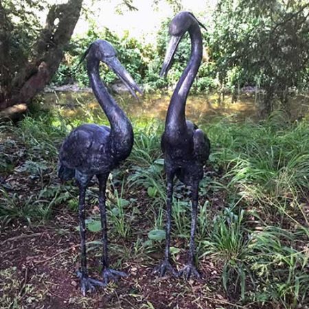 Bronze Standing Herons in Green : Escar UK Bronze