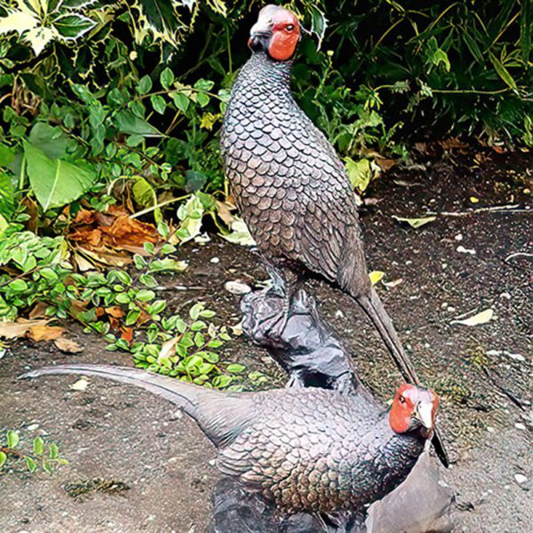 Hollow Cast Bronze-Birds-Two-Pheasants-Table-Top-1