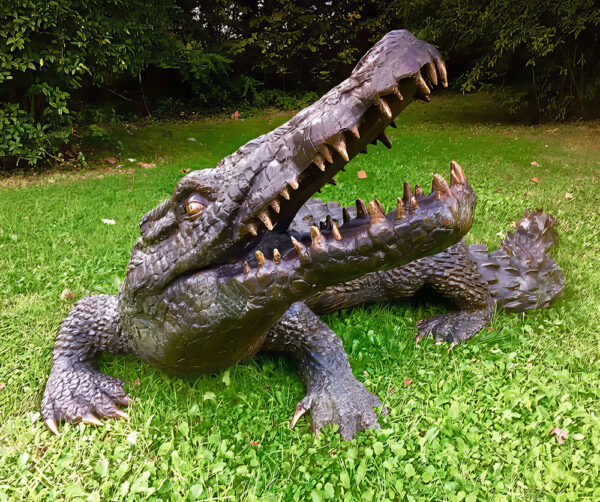 Hollow Cast Bronze Crocodile : Mr Snappy : Water Feature-3