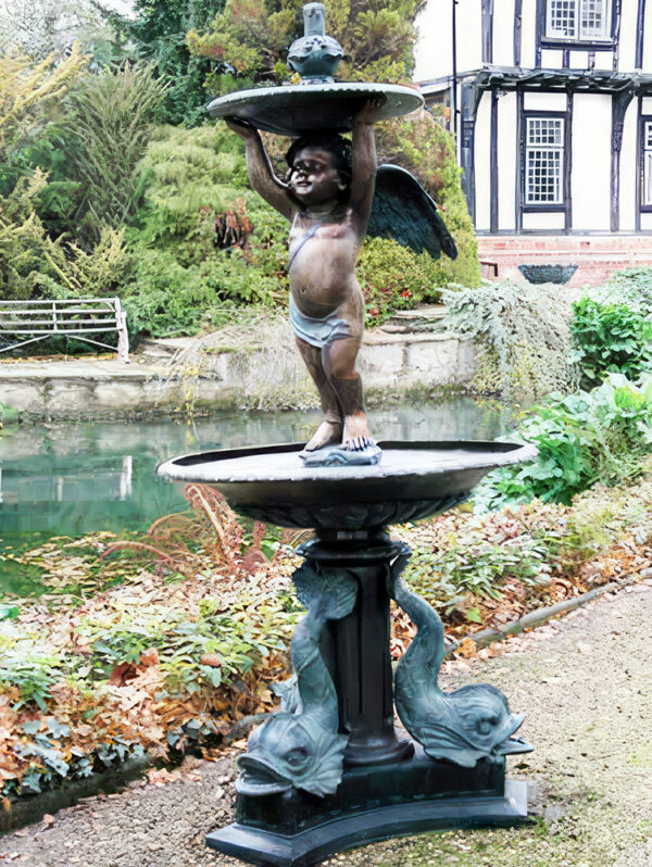 Hollow Cast Bronze Fountain : Cupid Offering-1