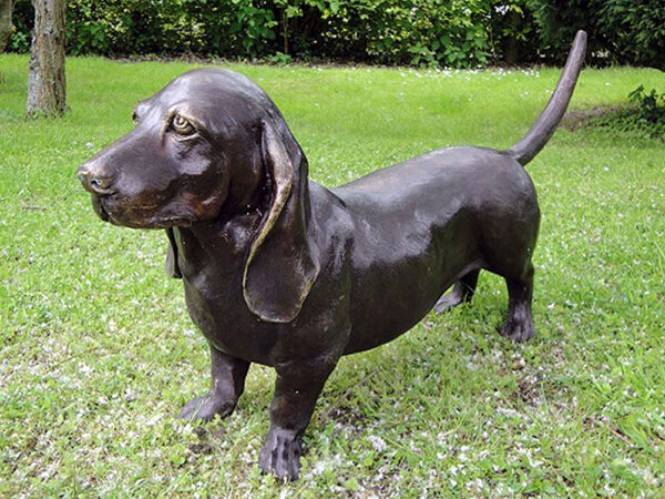 Hollow Cast Bronze Dog : Basset Hound Hunter-1