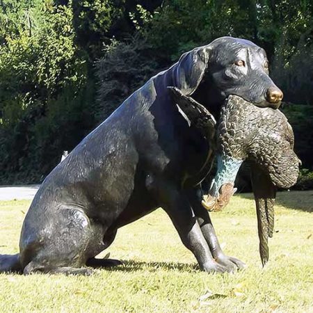 Bronze Labrador Fetch Retrieving a Pheasant : Escar UK Bronze