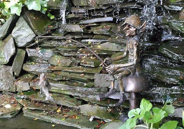 Hollow Cast Bronze Elves : Hadge Junior : Gone Fishing-1