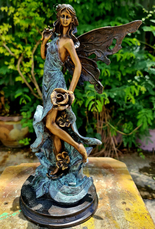 Hollow Cast Bronze Fairy : Twink in a Blue Dress-2