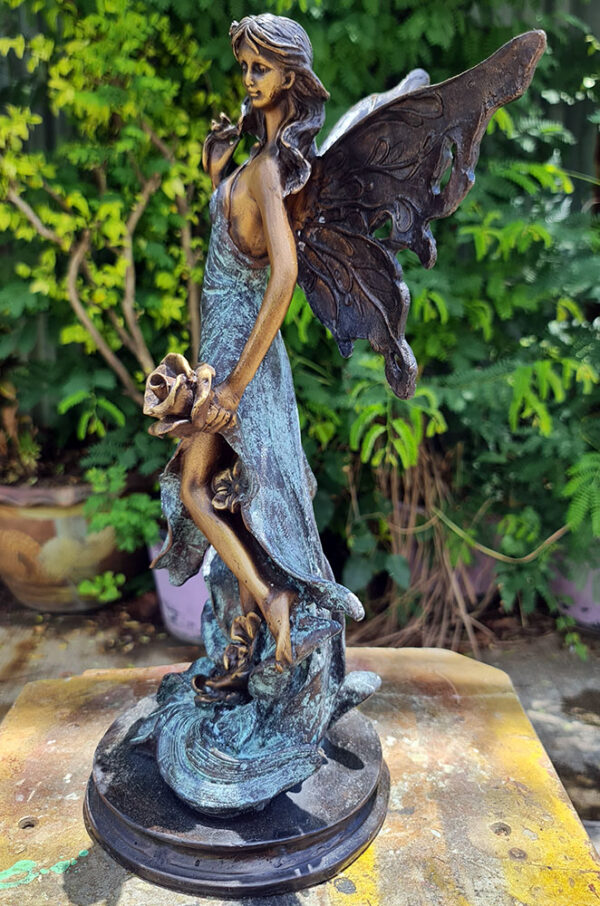 Hollow Cast Bronze Fairy : Twink in a Blue Dress-3