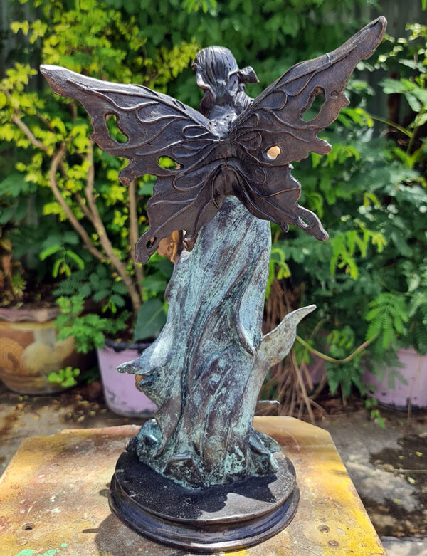 Hollow Cast Bronze Fairy : Twink in a Blue Dress-5