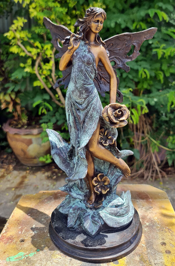 Hollow Cast Bronze Fairy : Twink in a Blue Dress-9