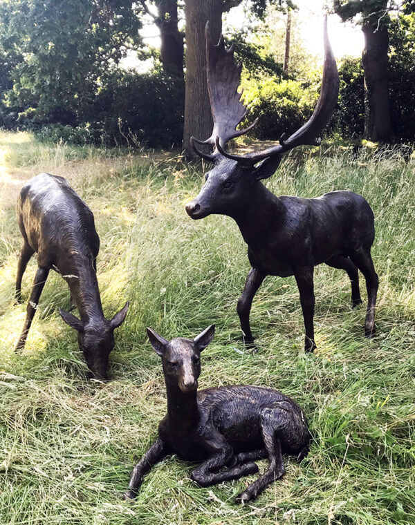 Hollow Cast Bronze Deer : Fallow Deer Family