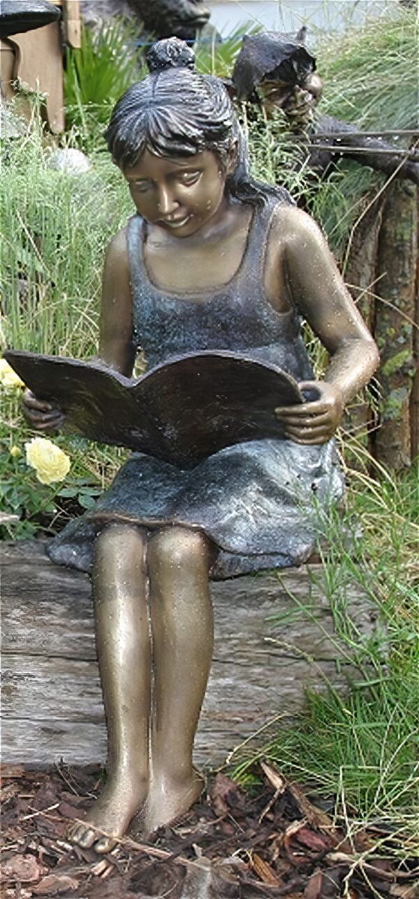 Hollow Cast Bronze Figures : Alice Reading a Book-1