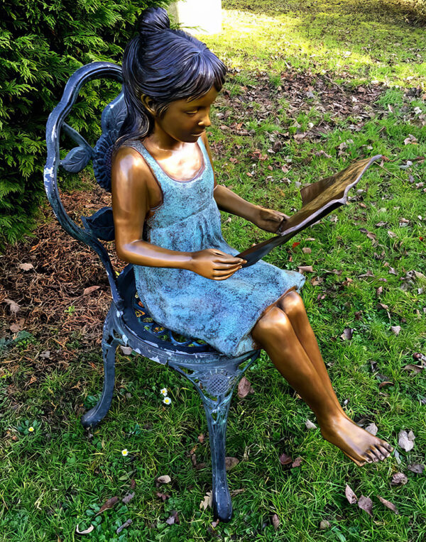 Hollow Cast Bronze Figures : Alice Reading a Book-2