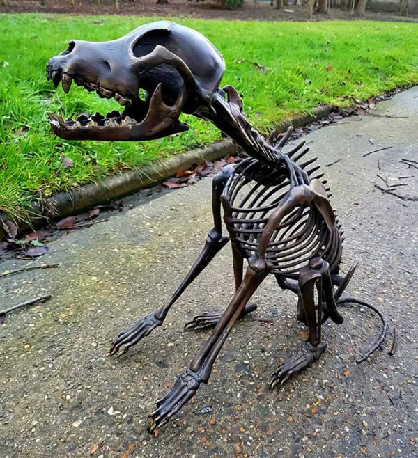 Cast Bronze Figure : Skeleton Dog : Dog Bones-2