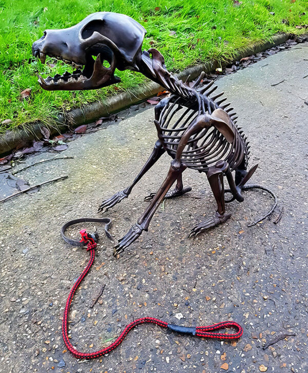 Solid Cast Bronze Figure : Skeleton Dog : Dog Bones-2