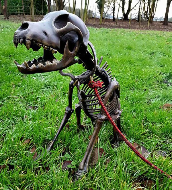 Cast Bronze Figure : Skeleton Dog : Dog Bones-4