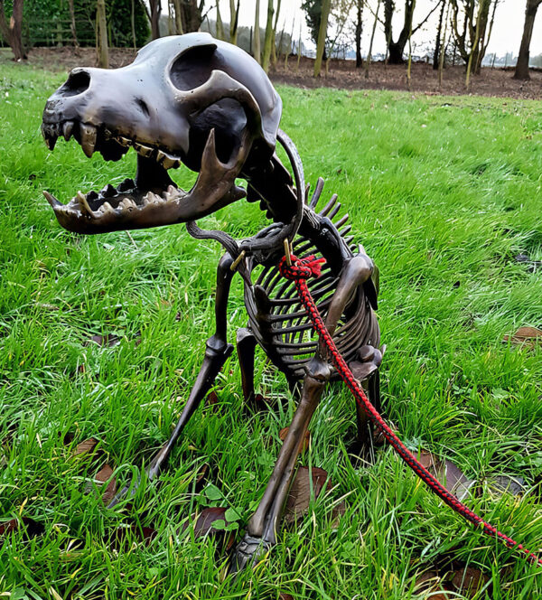 Solid Cast Bronze Figure : Skeleton Dog : Dog Bones-4