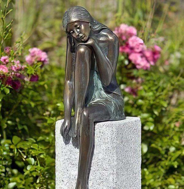 Bronze Figure : Emma with Her Chin on Her Knee : Small-1