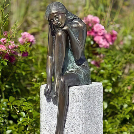 Bronze Figure : Emma with Her Chin on Her Knee : Large