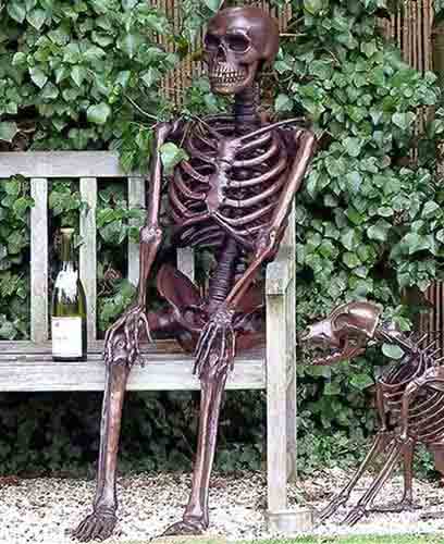 Bronze Figure : Old Bones : Skeleton Man-1 : Escar UK Bronze