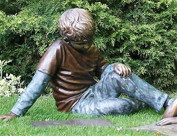 Hollow Cast Bronze Figure : Toby Reading a Comic-1