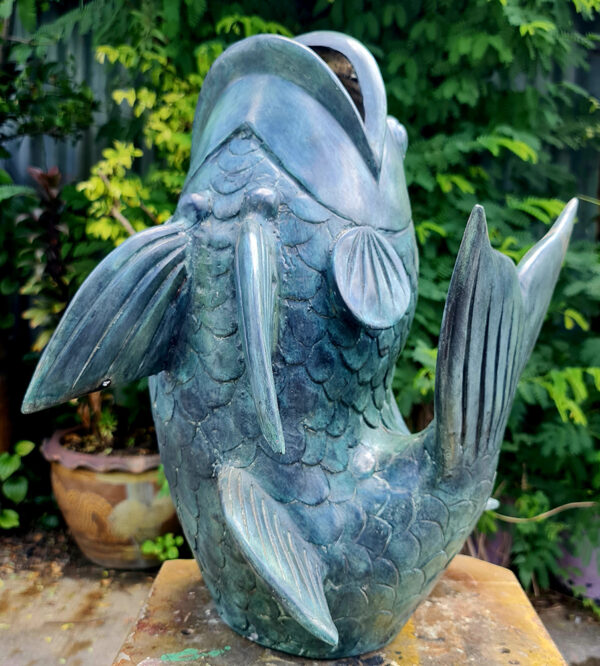 Hollow Cast Bronze Fountain : Fish Vase : Medium-4