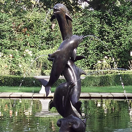 Hollow Cast Bronze Fountain : Four Leaping Dolphins