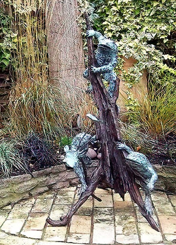 Bronze Three Frogs on a Tree Sculpture-1 : Escar UK Bronze