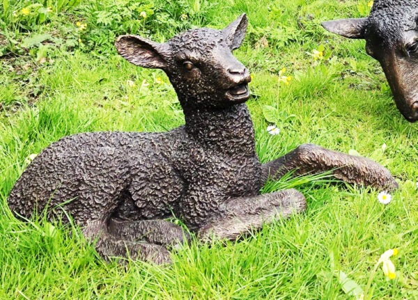 Hollow Cast Bronze Lamb : Lying Down-1