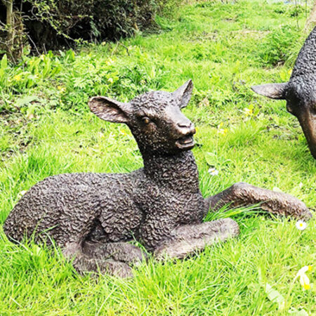 Hollow Cast Bronze Lamb : Lying Down