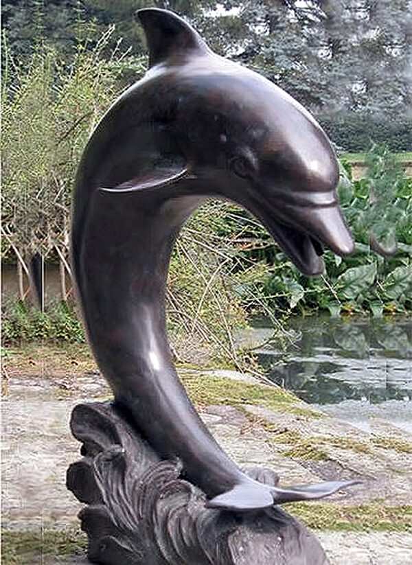 Hollow Cast Bronze Fountain : Single Dolphin-1