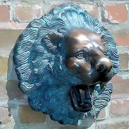 Bronze Lions Head Leo Wall Plaque Fountain : Escar UK Bronze