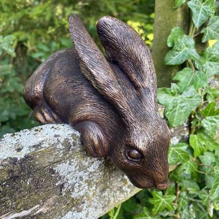 Bronze Rabbit : Nosey the Leaning Baby Rabbit : Escar UK Bronze