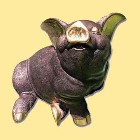 Bronze Pig : Seated Fun Pig Medium : Escar UK Bronze