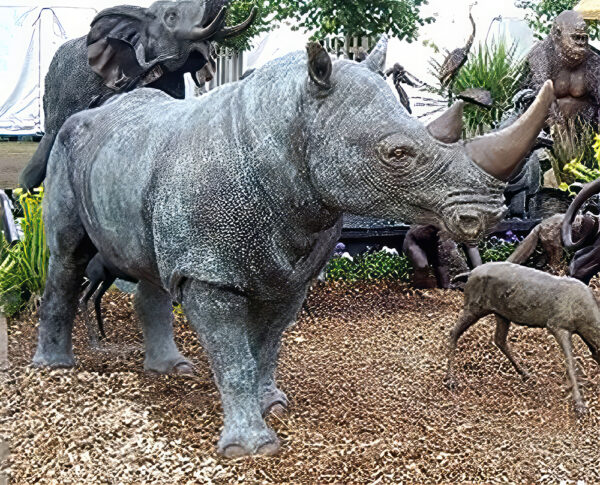 Hollow Cast Bronze Rhino : Rocky the White Rhinoceros-2