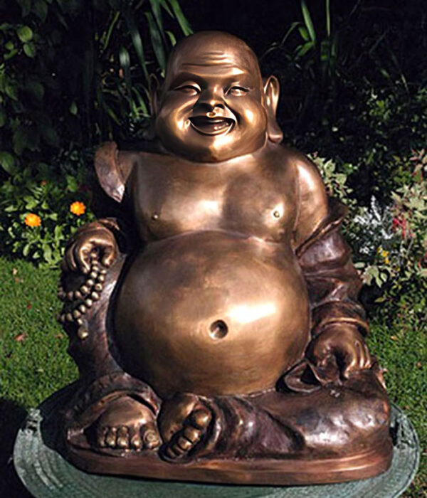 Hollow Cast Bronze Asian Figure : Seated Happy Buddha-1