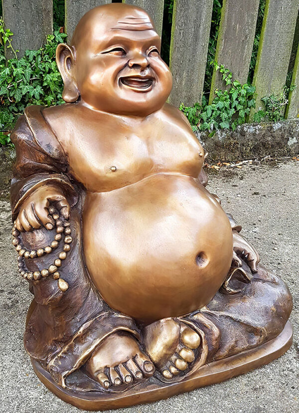 Hollow Cast Bronze Asian Figure : Seated Happy Buddha-5