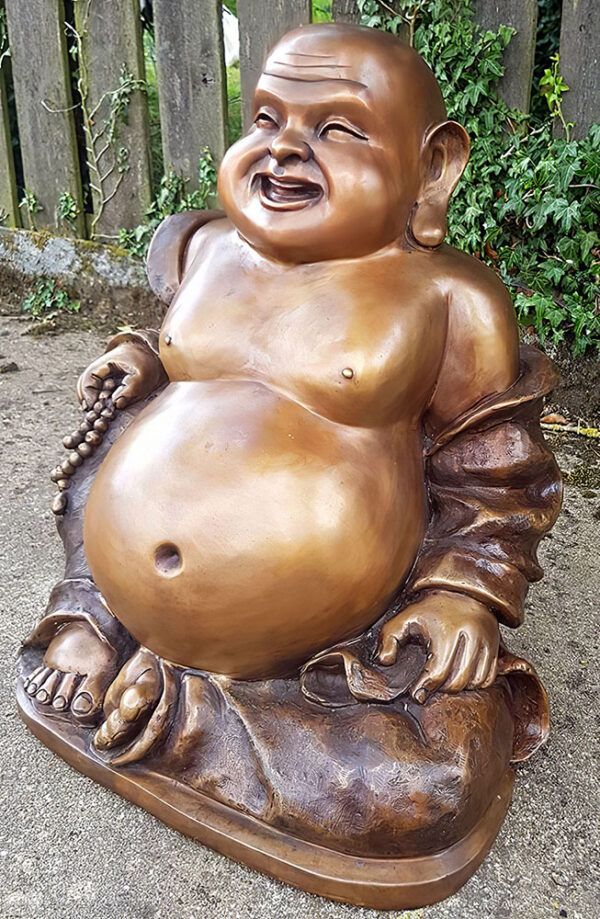 Hollow Cast Bronze Asian Figure : Seated Happy Buddha-7