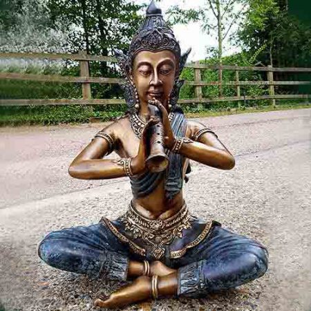 Bronze Sitting Thai Pipers : Medium : Escar UK Bronze