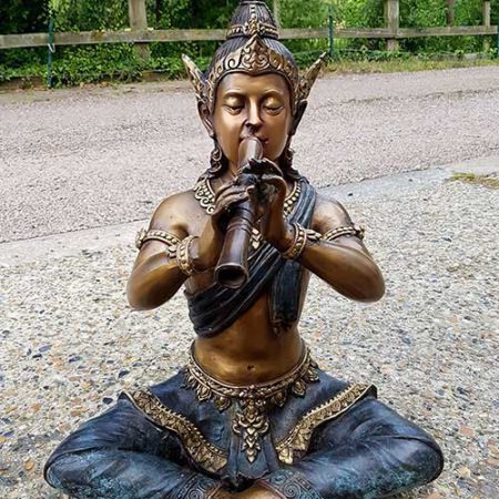 Bronze Sitting Thai Piper : Small : Escar UK Bronze