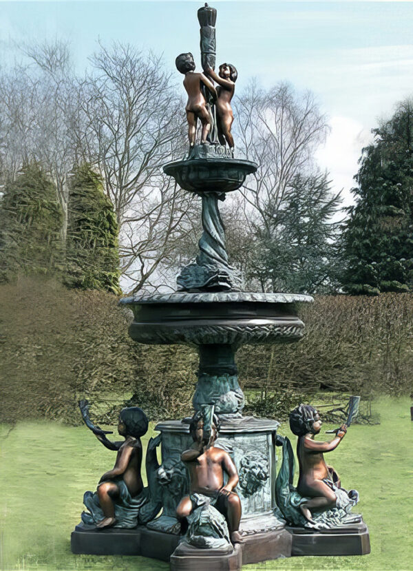 Hollow Cast Bronze Fountain : : Six Cherubs-1