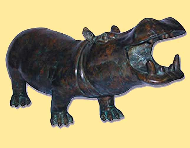 Bronze Hippo : Hector Hippopotamus-2 : Water Feature : Escar UK Bronze