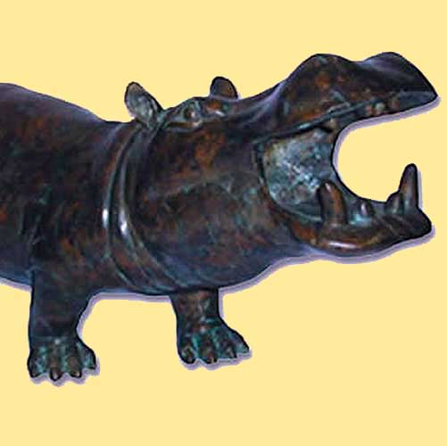 Bronze Hippo : Hector Hippopotamus-3- : Water Feature : Escar UK Bronze