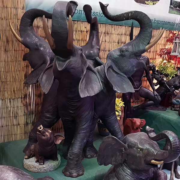 Hollow Cast Bronze Four Elephants Fountain-9