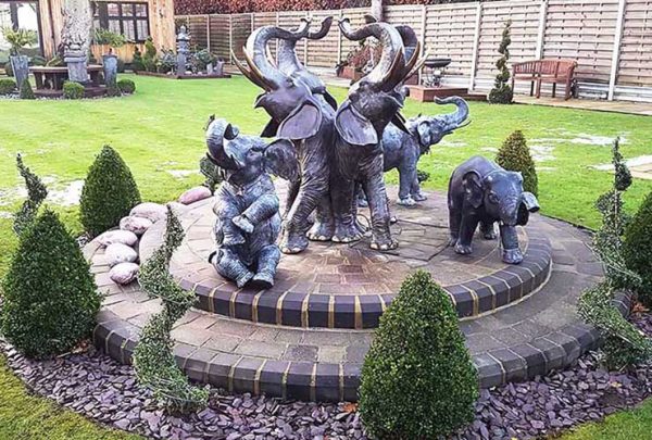 Bronze Four Elephants Fountain-5 : Escar UK Bronze