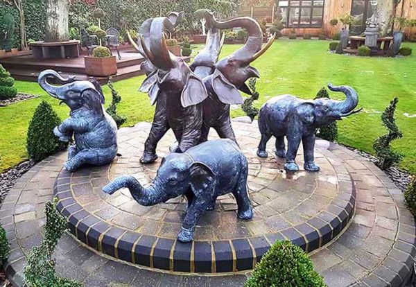 Bronze Four Elephants Fountain : Escar UK Bronze