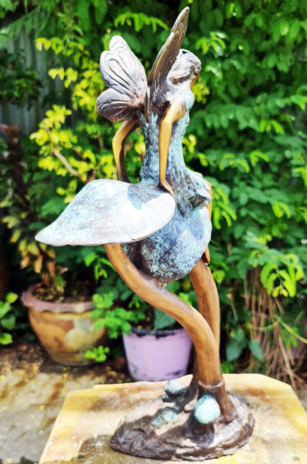 Hollow Cast Bronze Fairy : Twinkle : Sitting on a Mushroom-3