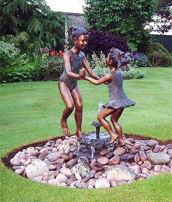 Hollow Cast Bronze Figures : Dancing Duo : Water Feature-1