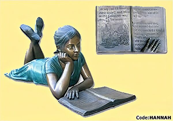 Hollow Cast Bronze Figure : Hannah Reading a Book-3